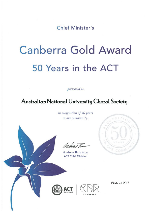 SCUNA - Canberra Gold Award